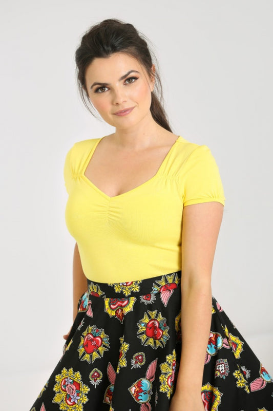 Mia Top in Yellow by Hell Bunny
