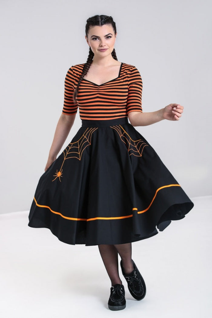 Miss Muffet 50s Skirt in Orange by Hell Bunny