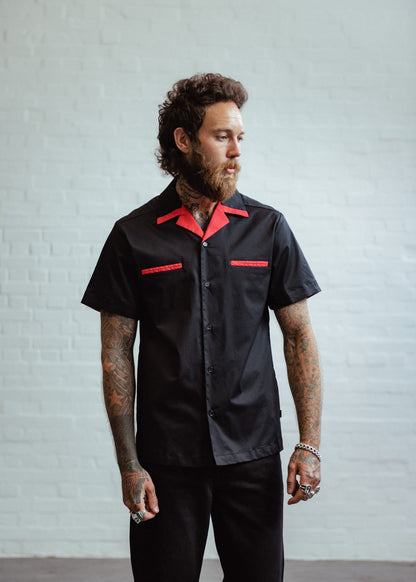 Donnie Bowling Shirt in Red/Black by Chet Rock