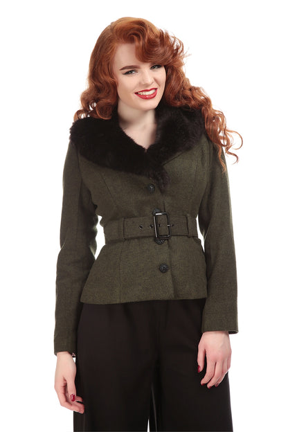 Molly Jacket in Olive Green by Collectif