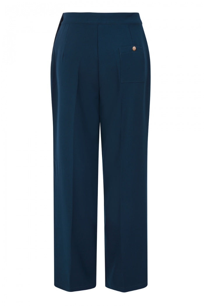 Ginger Swing Trousers in Navy Blue by Hell Bunny