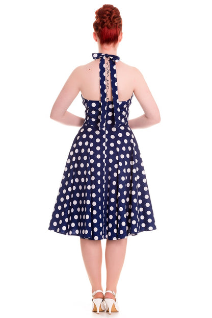 Mariam Dress in Navy Polka by Hell Bunny