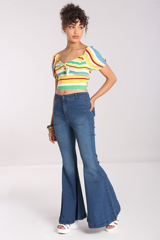 Janis 70s Flare Jeans by Hell Bunny