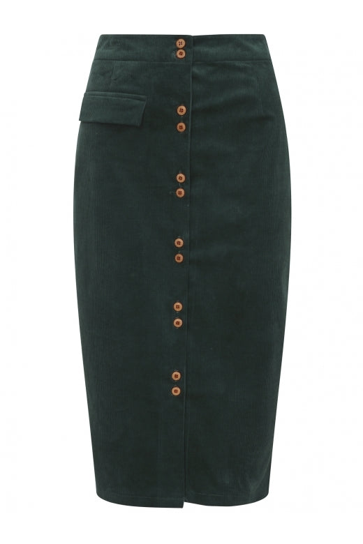 Hailey Corduroy Fitted Pencil Skirt by Collectif