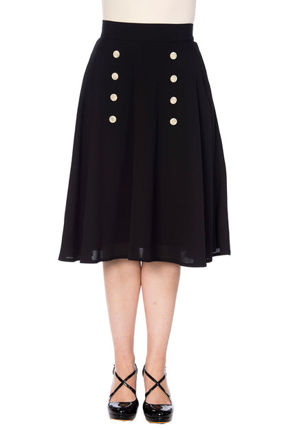 Cute As A Button 50s Skirt in Black by Banned
