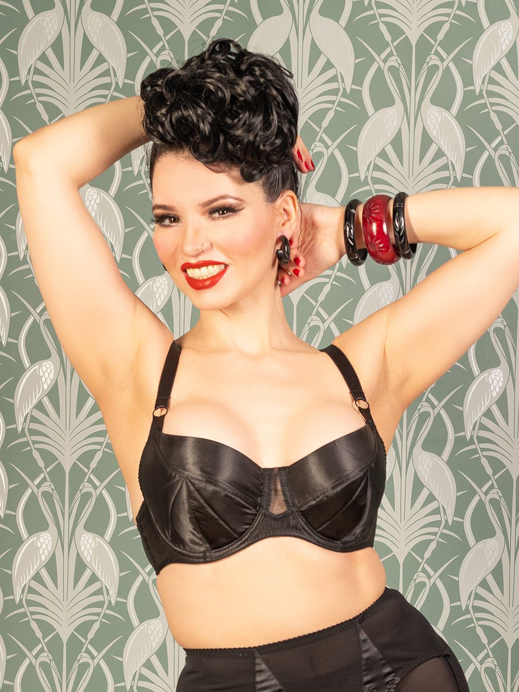 Glamour 1950s Underwired Bra in Black L6034 by What Katie Did