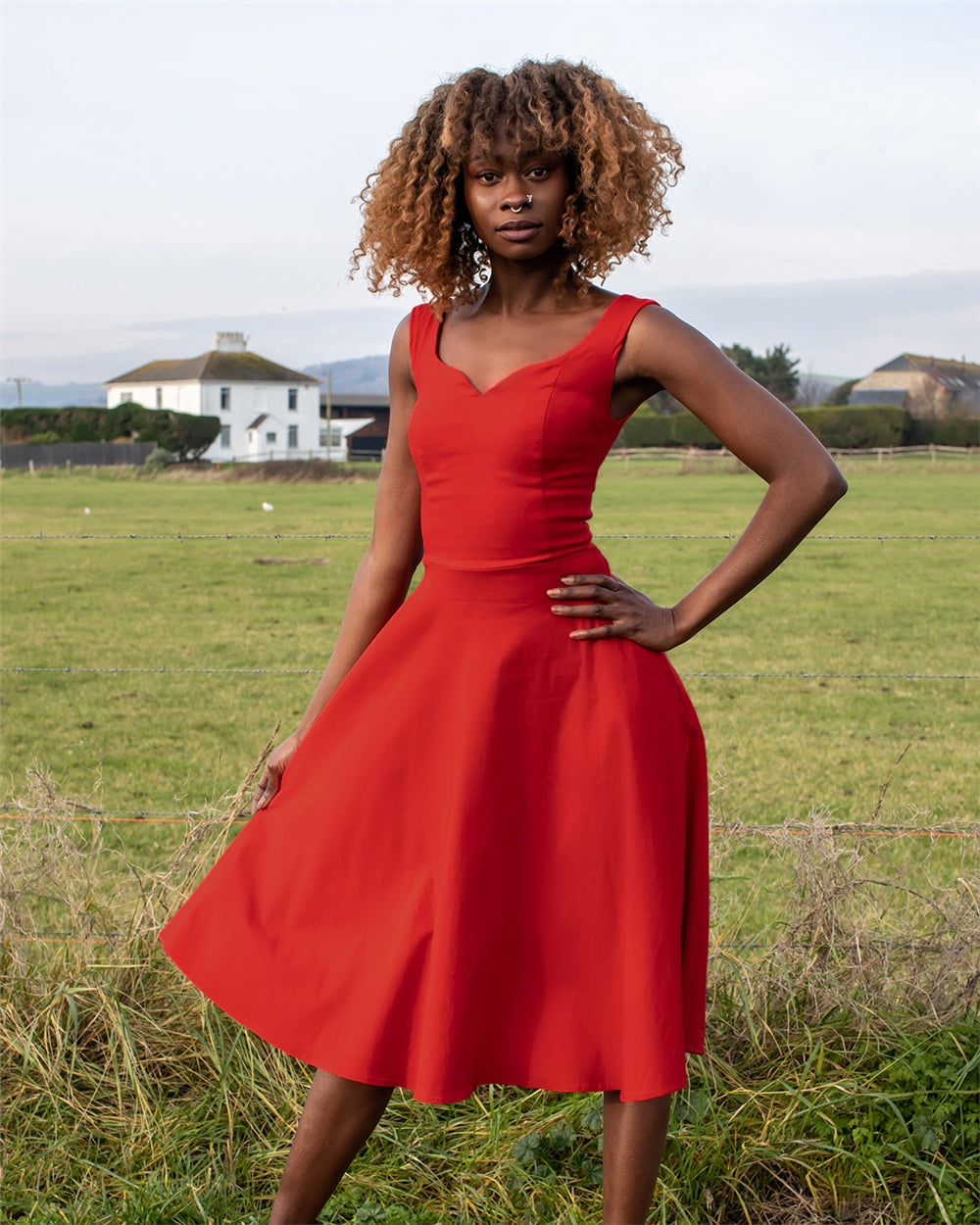 Ridly Plain Swing Dress in Red by Collectif Lemonie Boutique Ridly Plain Swing Dress in Red by Collectif Lemonie Boutique