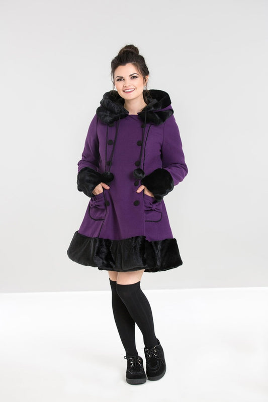 Sarah Jane Coat in Purple by Hell Bunny