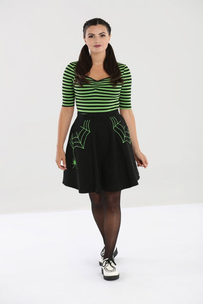 Miss Muffet Mini Skirt in Green by Hell Bunny