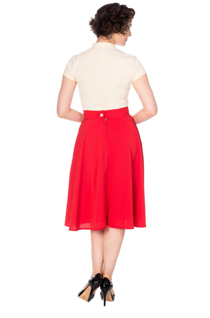 Cute As A Button 50s Skirt in Red by Banned