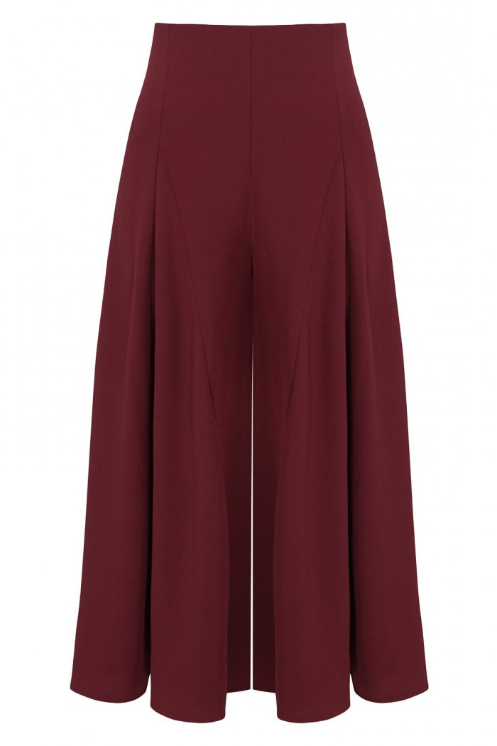 Godet Culottes in Burgundy by Hell Bunny