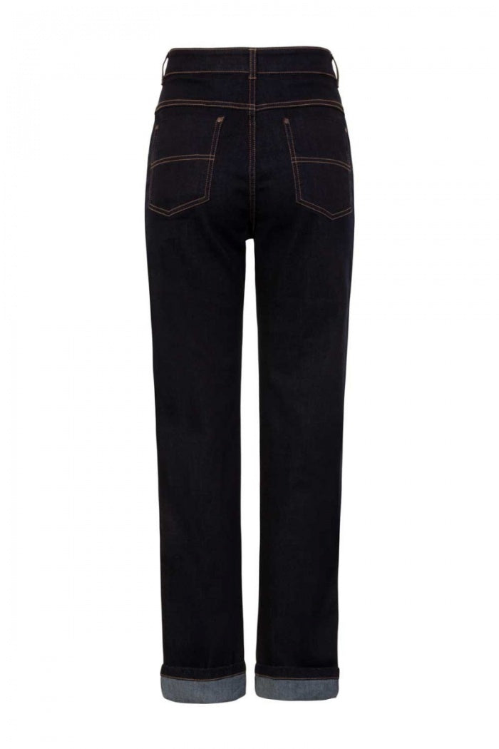 Weston Denim Trousers in Navy by Hell Bunny