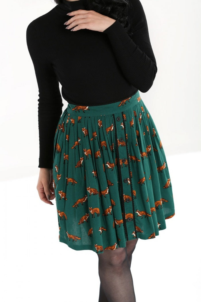 Vixey Skirt in Dark Green by Hell Bunny