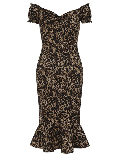 Sasha Leopard Fishtail Dress by Collectif