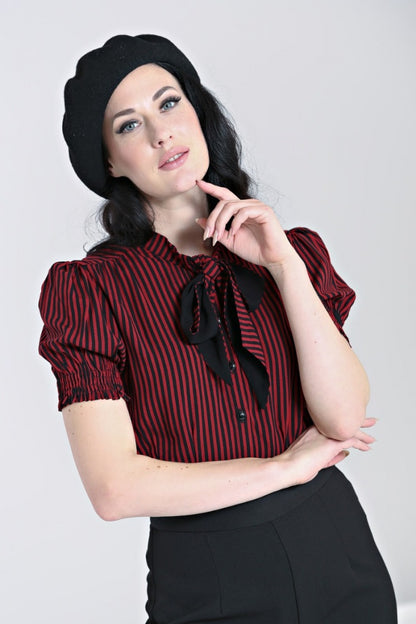 Humbug Blouse in Red and White by Hell Bunny