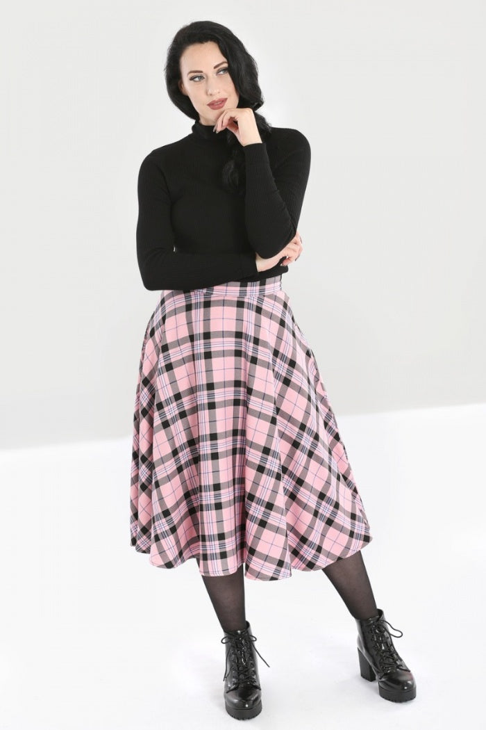 Pink plaid skirt outlet 50s