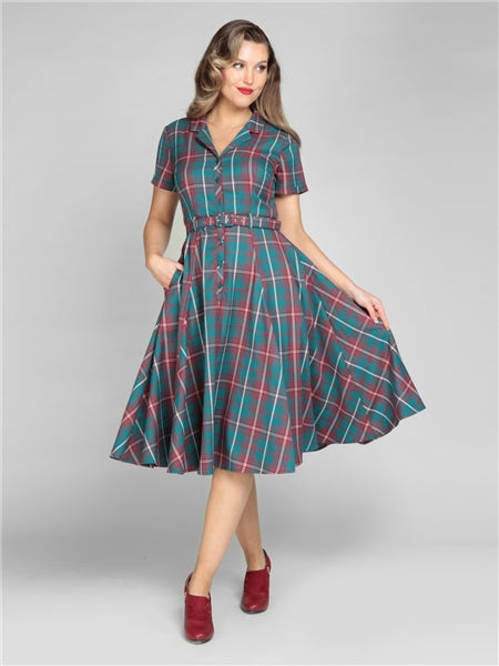 Caterina Lake Check Swing Dress by Collectif