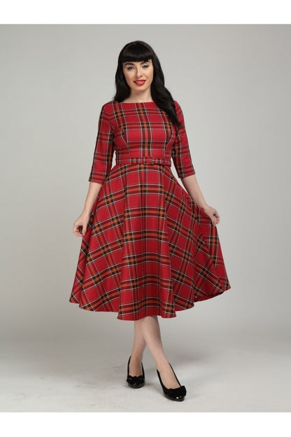 Suzanne Berry Check Swing Dress by Collectif
