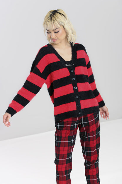 Nevermind Cardigan in Red/Black by Hell Bunny