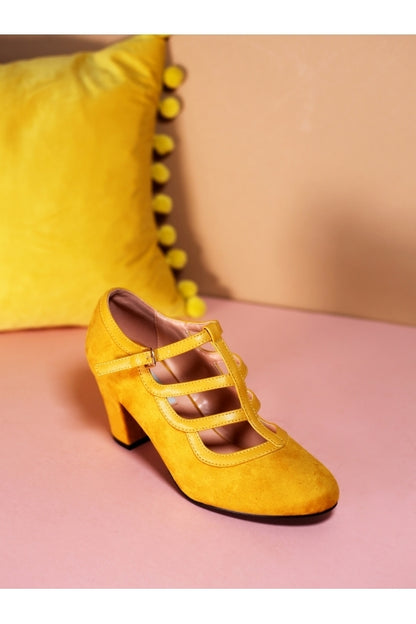 Gillian Heels in Mustard Yellow by Lulu Hun