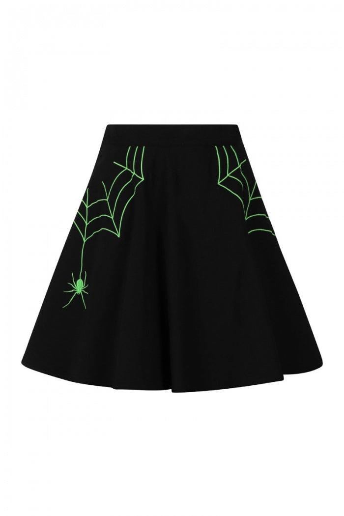 Miss Muffet Mini Skirt in Green by Hell Bunny