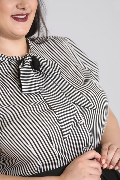 Humbug Blouse in Black and White by Hell Bunny
