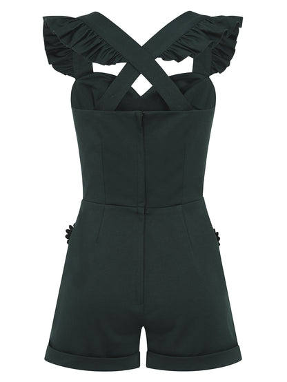 Lisa Plain Playsuit in Green by Collectif