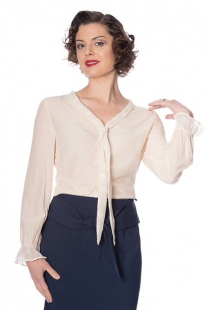 The Betty Ruffle 1950s Vintage Bell Sleeve Blouse by Banned