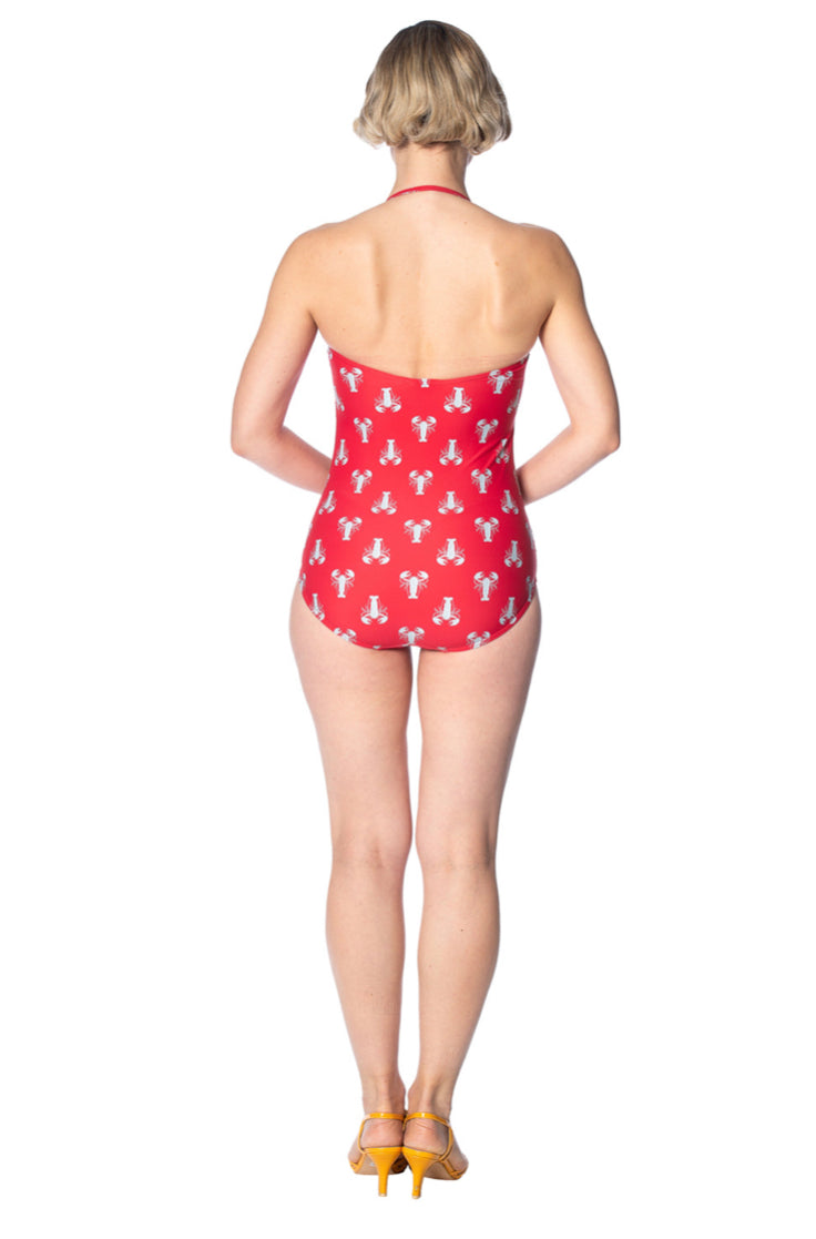 Lobster Print Swimsuit in Red by Banned