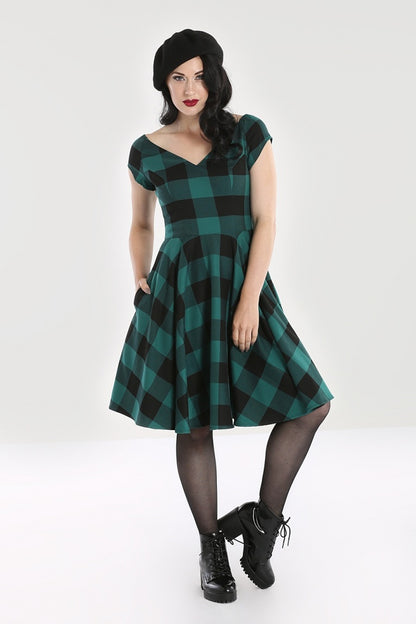 Teen Spirit Mid Dress in Green by Hell Bunny