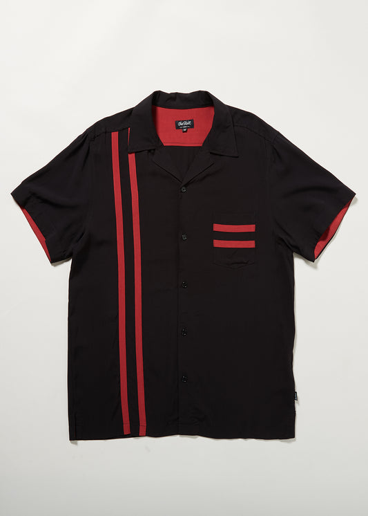Lucky Stripe Bowling Shirt in Black by Chet Rock