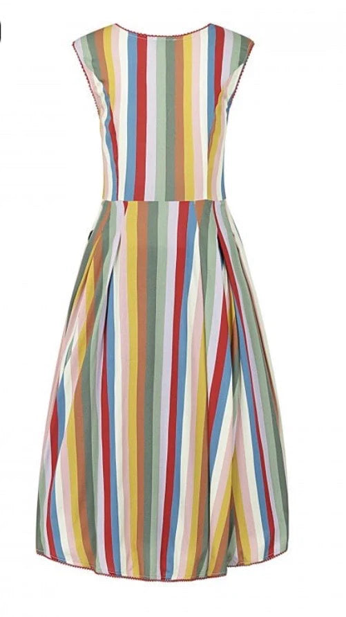 Back view of the Astrid Deckchair Stripe dress against a plain white background