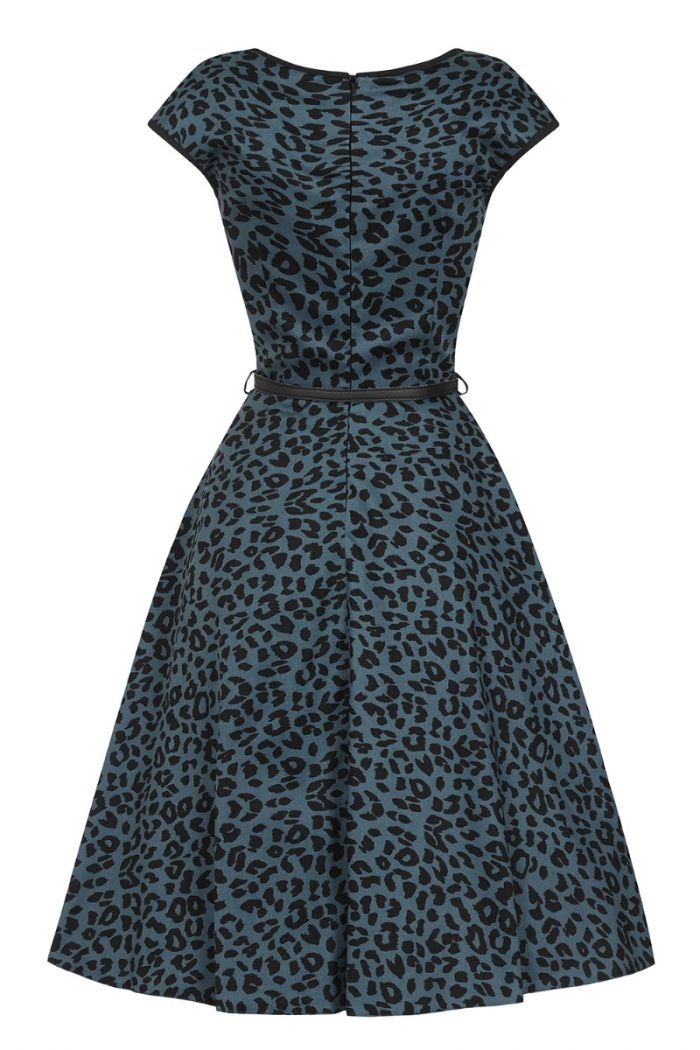 The back of the Isabella Leopard Stargazer dress. The back has an invisible zip closure.