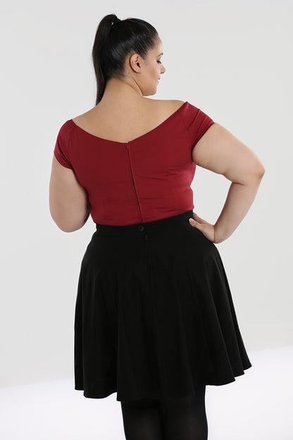 Petunia Top in Burgundy by Hell Bunny