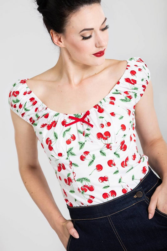 Sweetie Retro Cherry Top by Hell Bunny