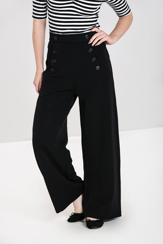 Carlie Swing Trousers in Black by Hell Bunny