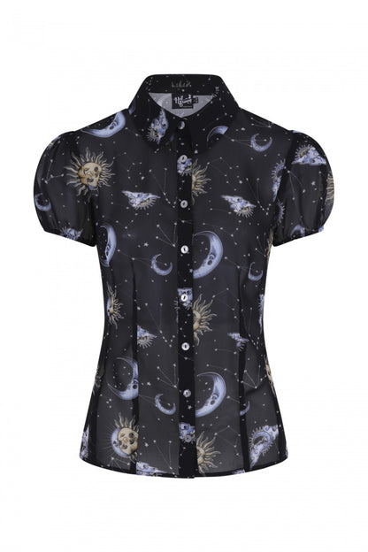 Solaris  Moon, Sun and Stars Blouse by Hell Bunny