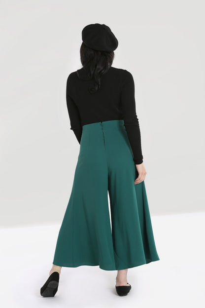 Godet Culottes in Green by Hell Bunny
