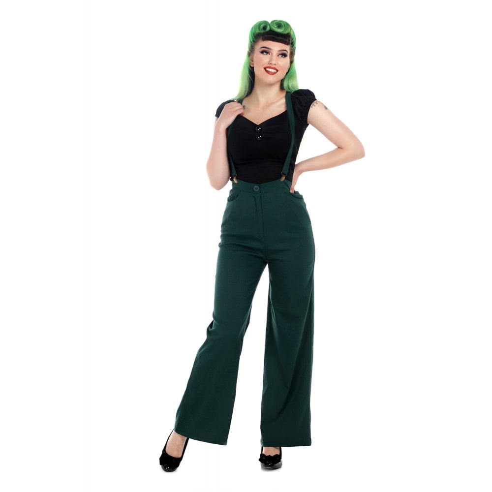 Glinda Plain Trousers in Green by Collectif