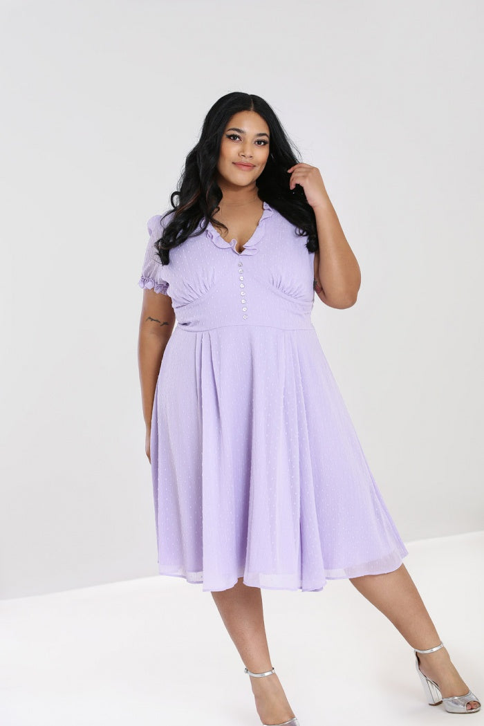 Frilly Sundae Dress in Lavender by Hell Bunny