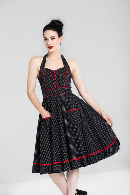 Vanity Dress in Red/Black by Hell Bunny