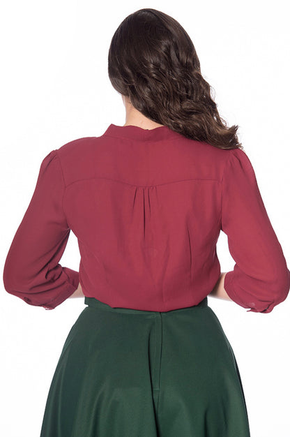 Perfect Pussybow Blouse in Burgundy by Banned