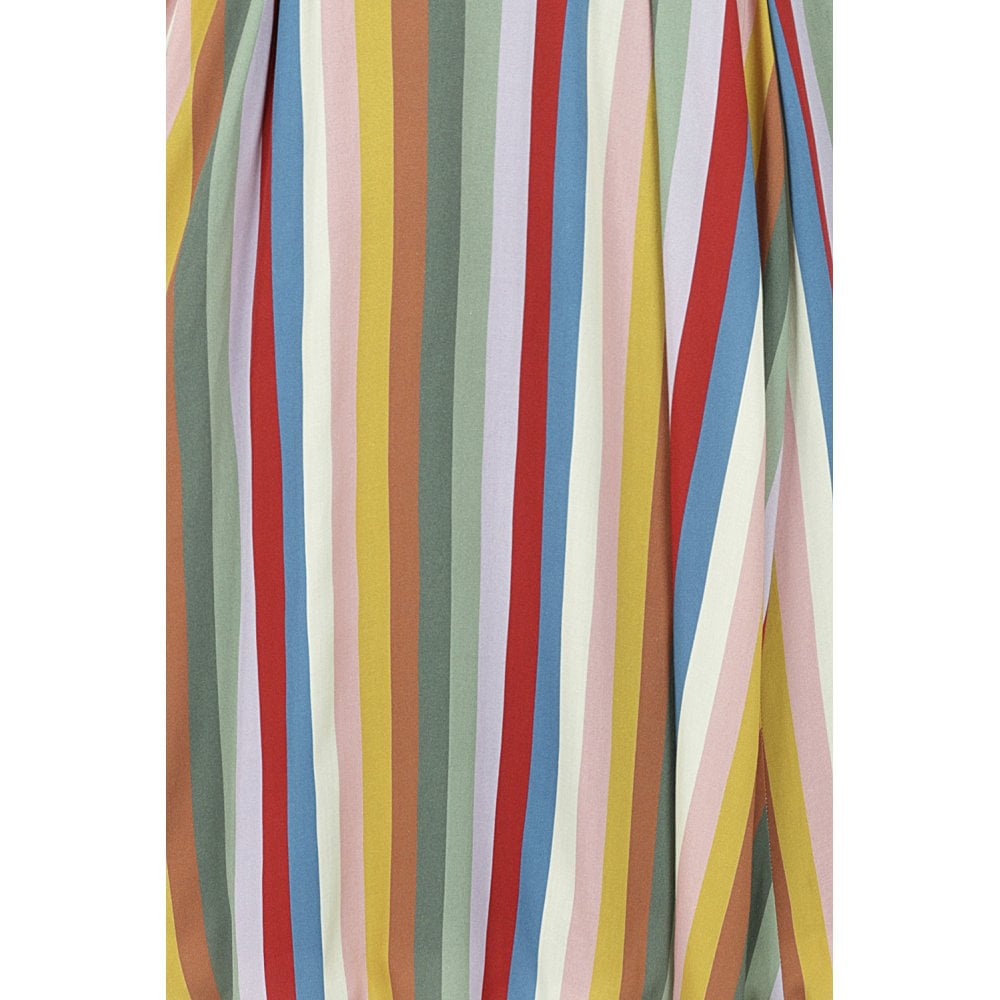 Close up of the skirt of the Astrid Deckchair Stripe Dress 