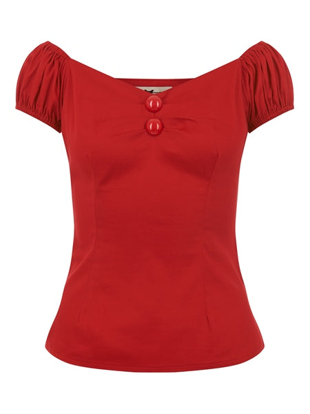 Dolores Top in Plain Red by Collectif