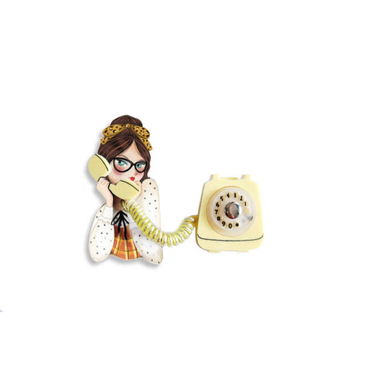 Girl on the Phone Brooch by Laliblue