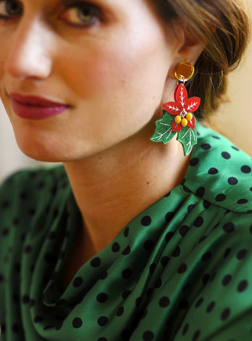 Poinsettia and Candy Earrings by Laliblue