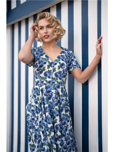 Shana Pretty Roses Swing Dress by Collectif - Lemonie Boutique